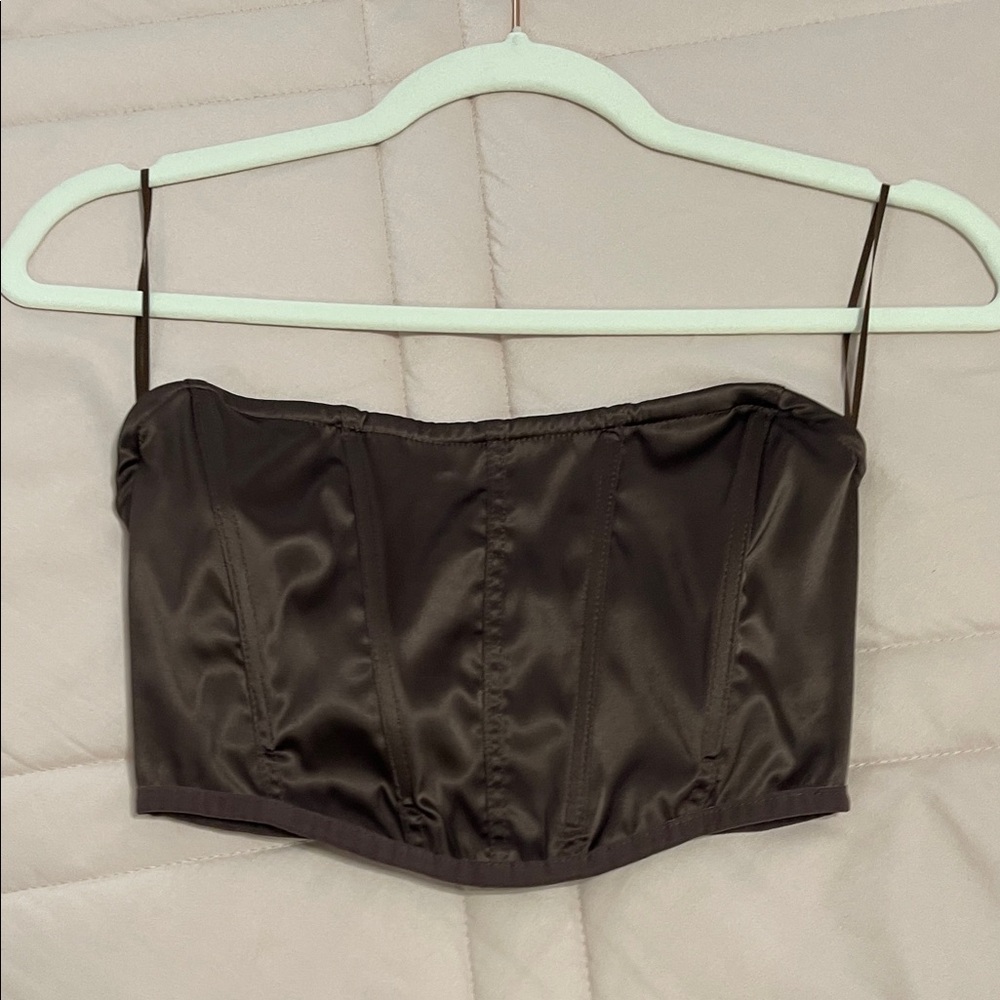 Brown Satin Corset Top